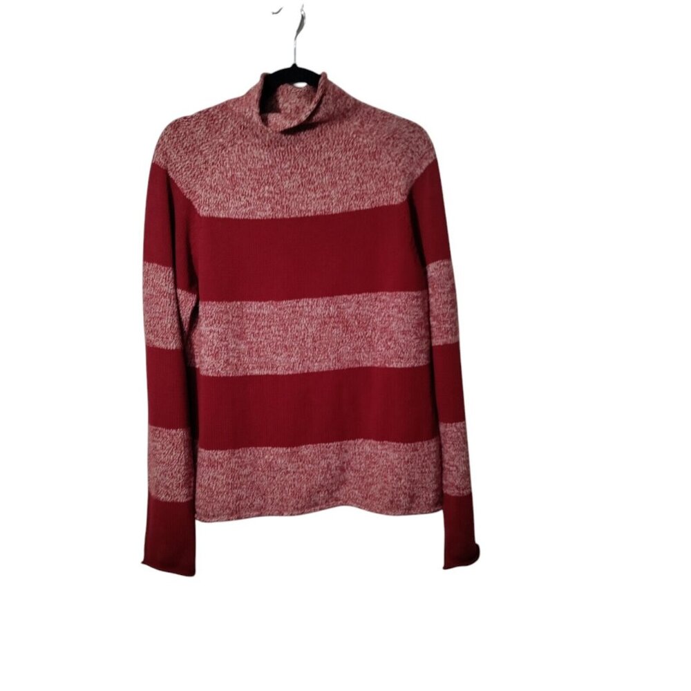 J. Crew Red Cotton And Wool Blend Turtle Neck Sweater Size‎ Small